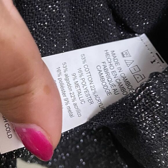 new Micheal Kors Sz Sm Black Silver Metallic Sweater - Picture 4 of 6